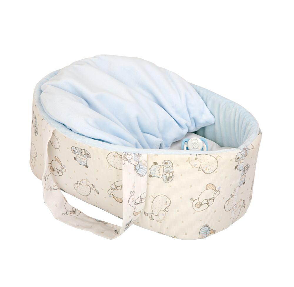 Arias kūdikėlis nešyklėje su gyvūnėliais, berniukas, 30 cm