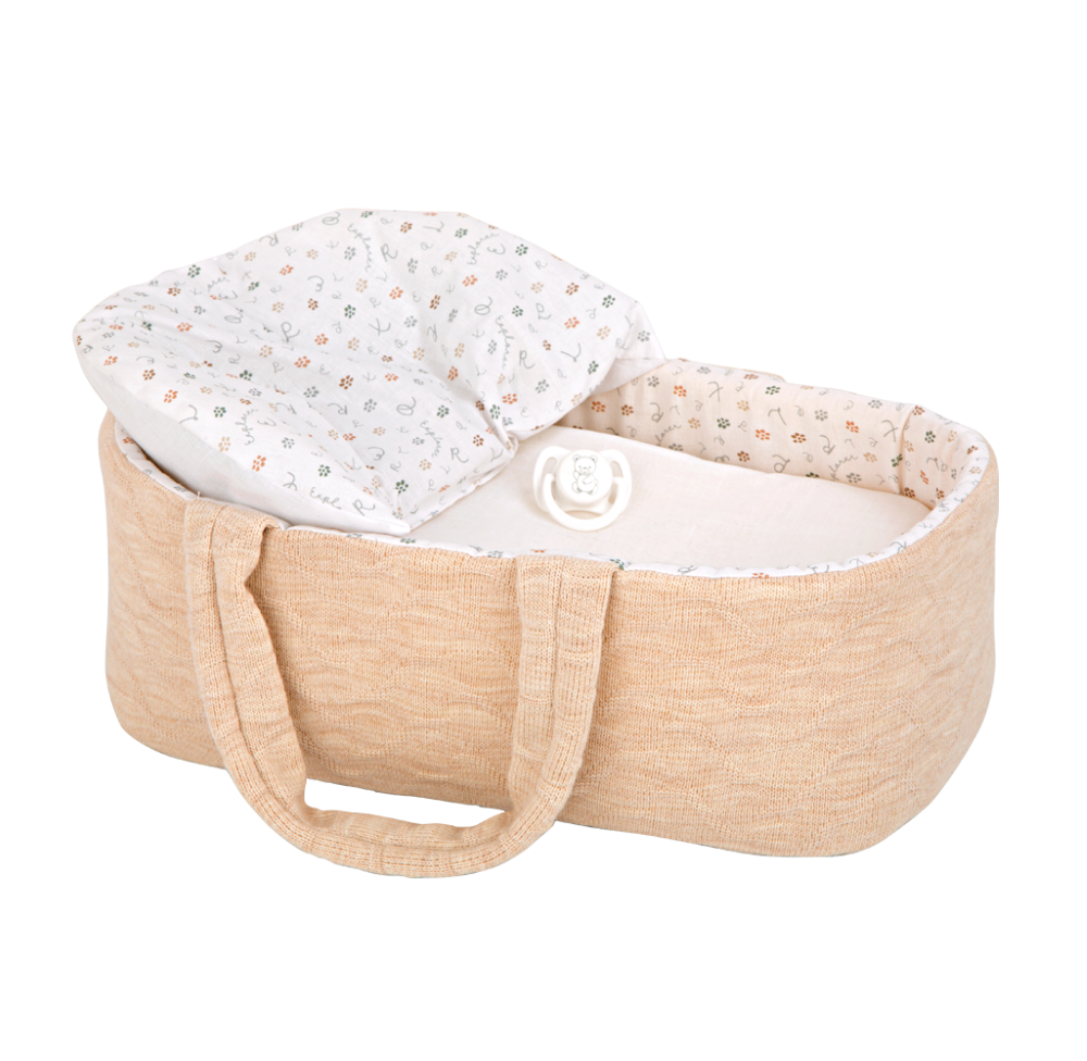 Arias kūdikėlis rusvoje nešyklėje, berniukas, 33 cm