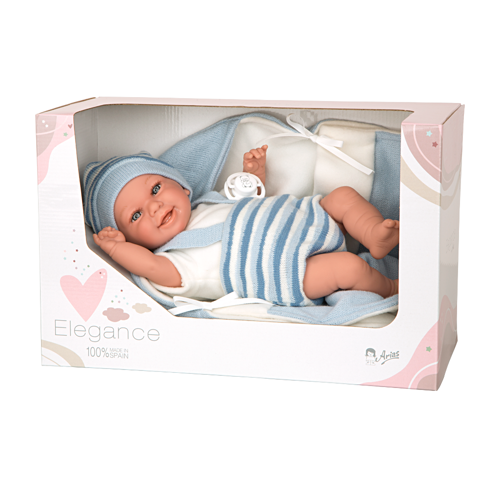 Arias kūdikėlis su pleduku, žydra, 35 cm