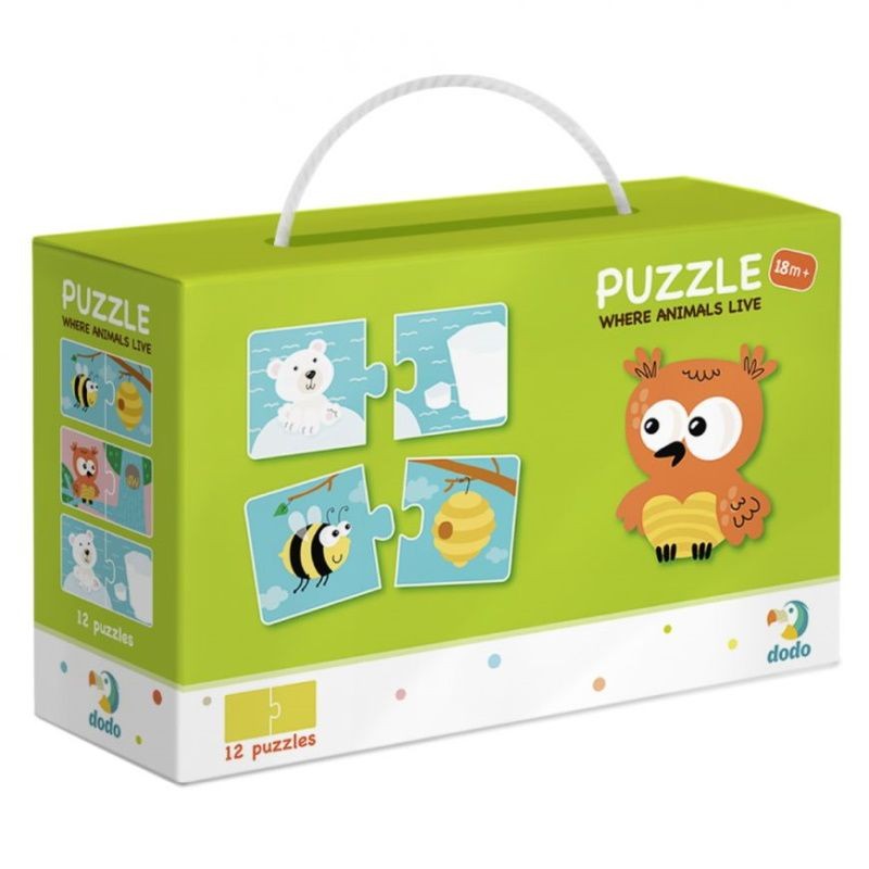 Dodo dėlionė vaikams Kur gyvena gyvūnai? (24 det.)