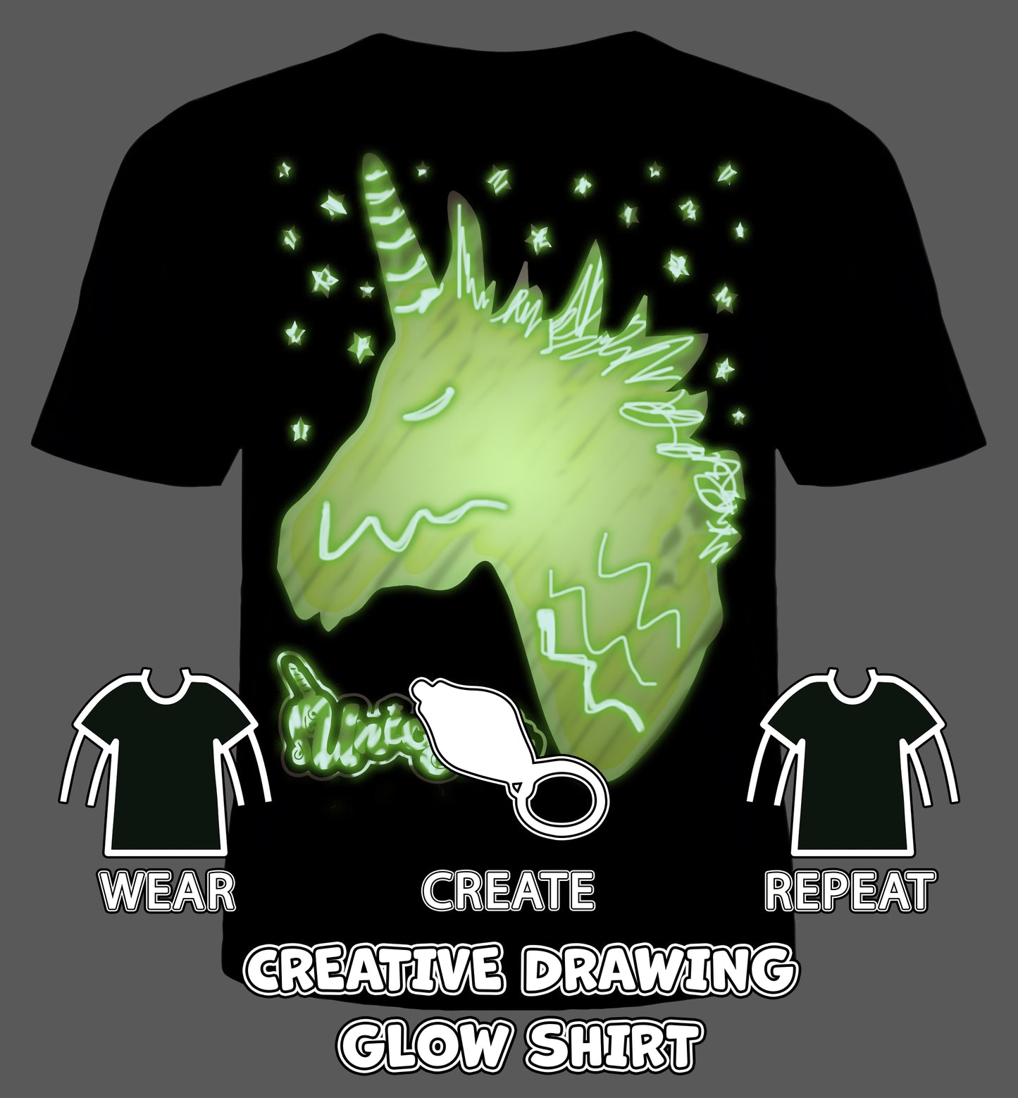 Splat Planet šviečiantys tamsoje marškinėliai, Vienaragis