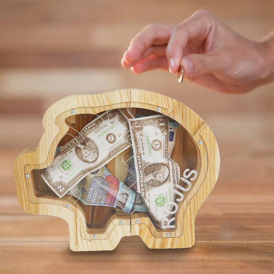 Medinė išardoma taupyklė (Galimas graviravimas)