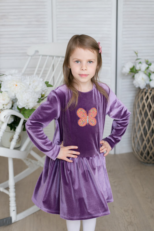 Aksomo suknelė "Margas drugelis" (Įvairių spalvų)