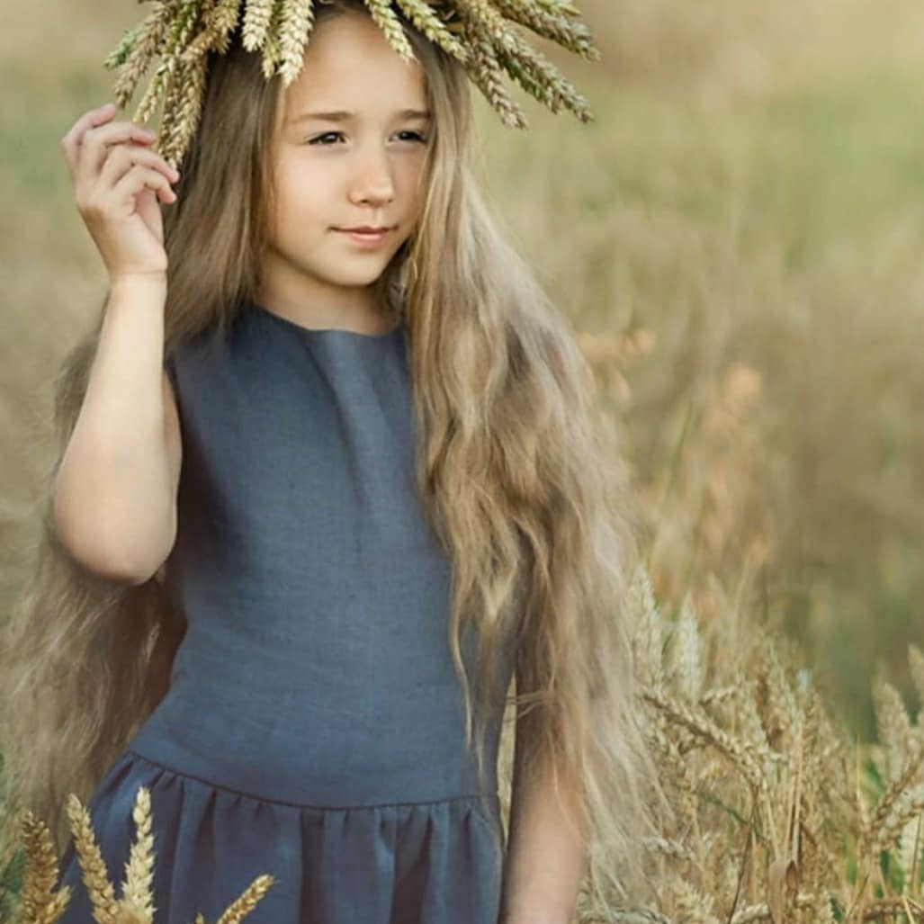 Lininė suknelė "Spindulėlis" (Įvairių spalvų)