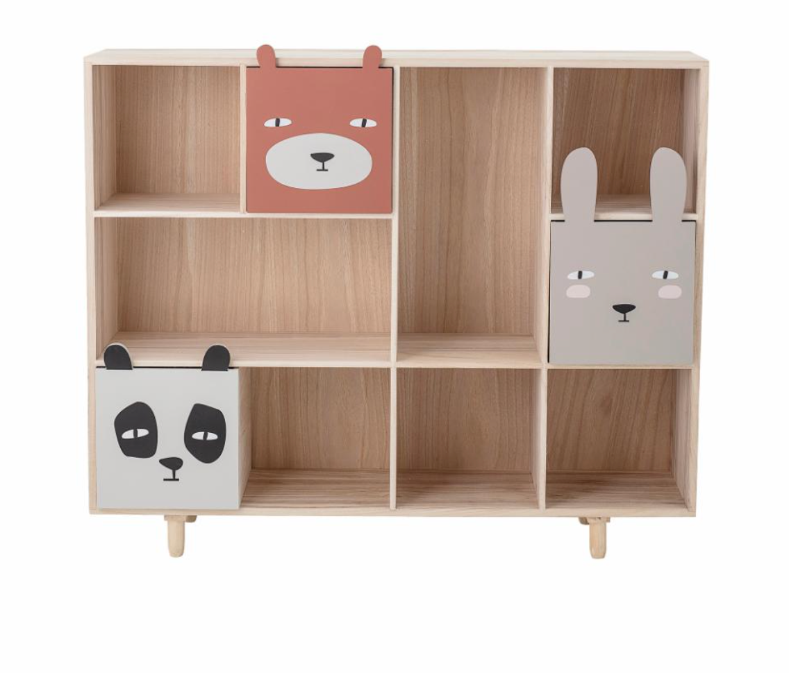 Calle knygų lentyna su stalčiais, natūrali, paulovnija