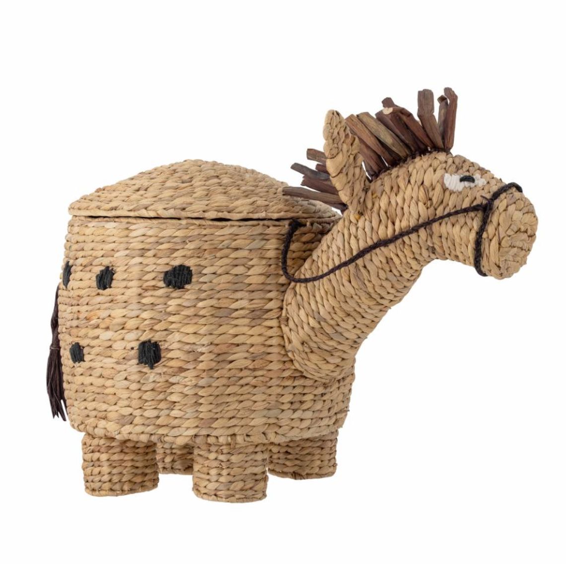 Bobbi krepšys su dangčiu, arklio formos, natūralus