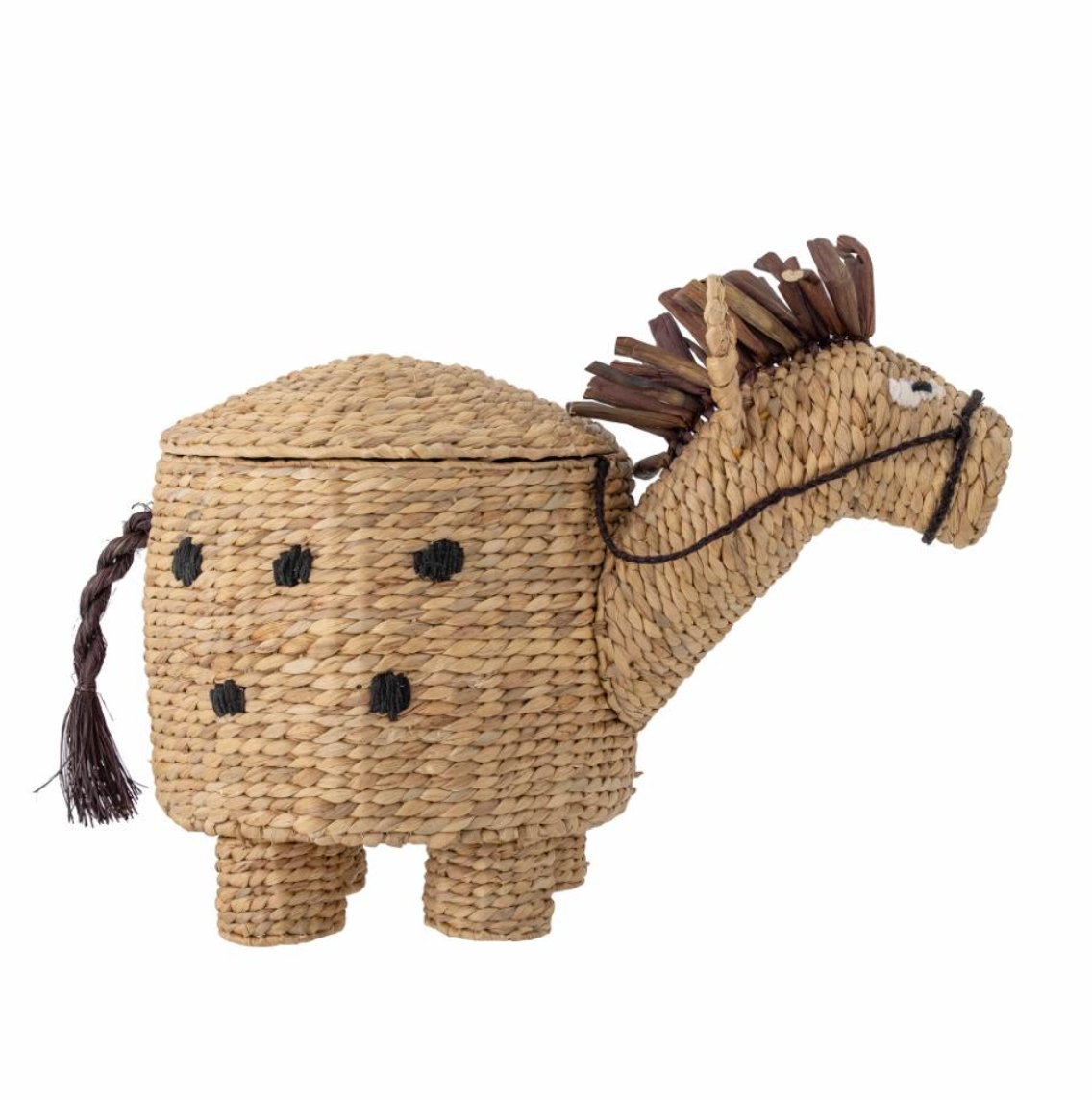 Bobbi krepšys su dangčiu, arklio formos, natūralus