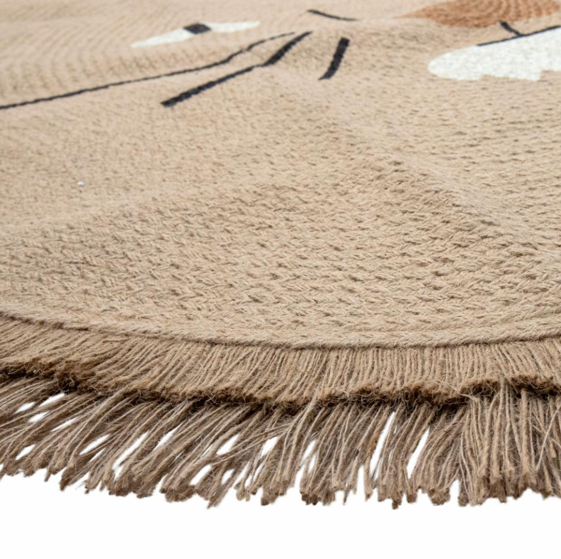 Harrison kilimas, apvalus, liūto dizainas, džiutas