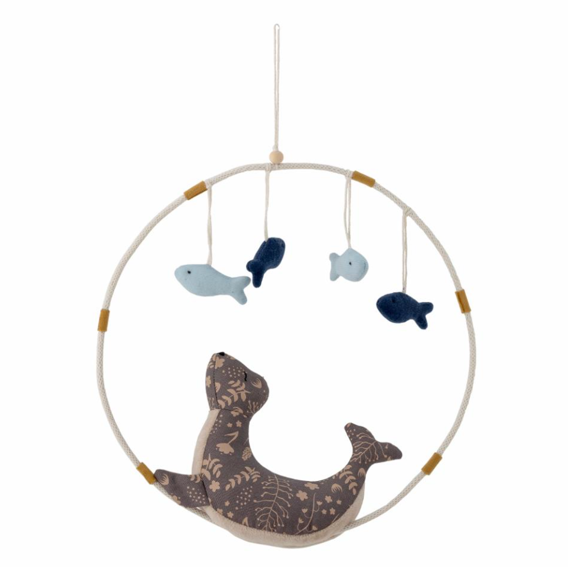 Lulo mobilė, jūrų liūtas su žuvimi, medvilnė ir poliesteris