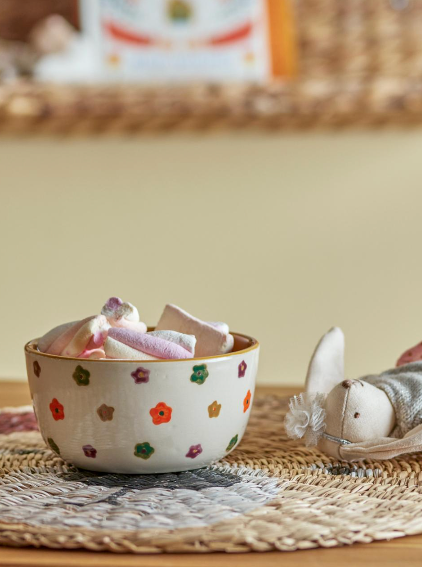 Addy dubenėlis, rankų darbo gėlės, šiltos spalvos