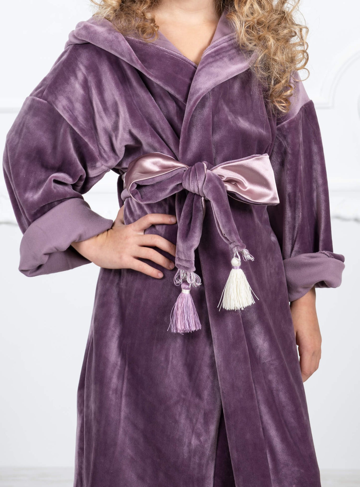 Vaikiškas veliūrinis klasikinis chalatas (Įvairių spalvų)