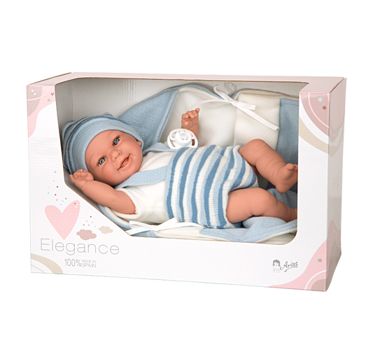 Arias kūdikėlis su pleduku, žydra, 35 cm