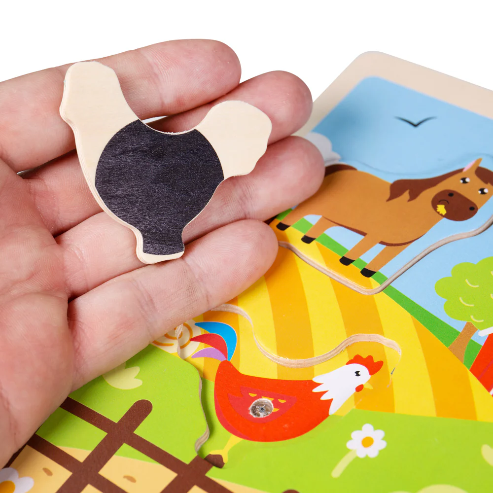 Bigjigs medinė dėlionė Ūkis su garsais (6 el.)