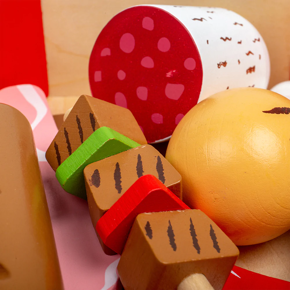 Bigjigs medinių mėsos produktų dėžutė (9 el.)