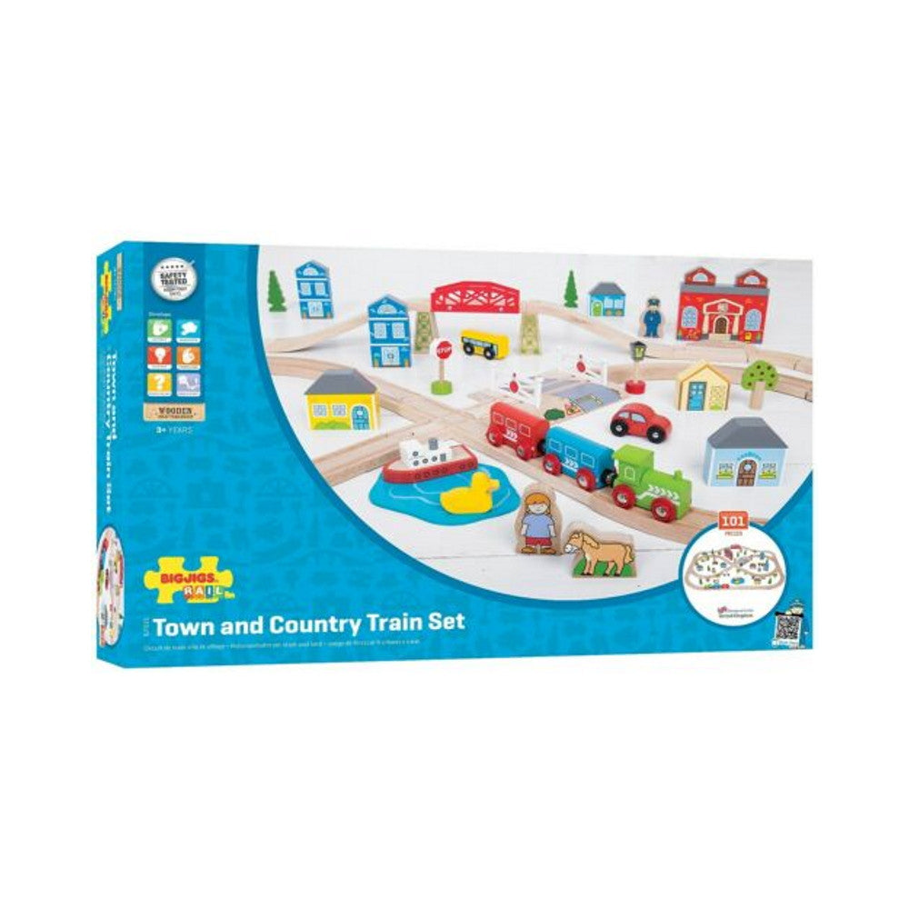 Bigjigs traukinukų trasa Miestas ir kaimas (91 el.)