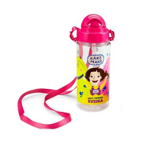 Gertuvė su šiaudeliu KAKĖ MAKĖ, rožinės spalvos