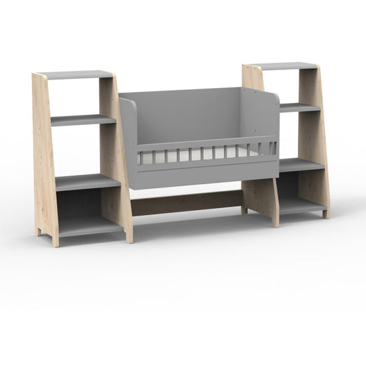 Kūdikio lovelė su dviem lentynomis