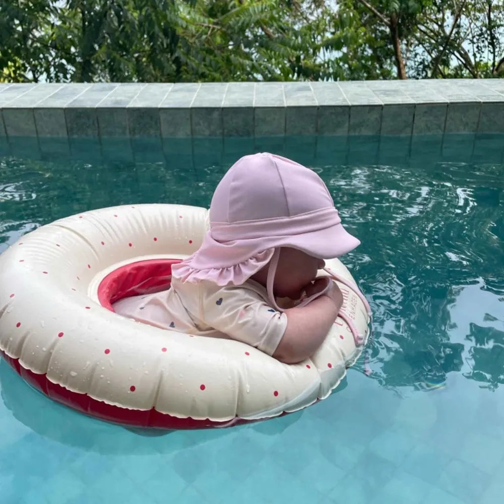 Rausva maudymosi kepurė nuo saulės UPF 50+ (0-2 m.) - 6-12 mėn.