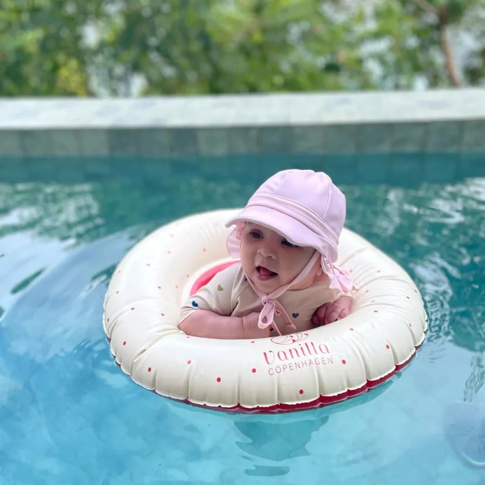 Rausva maudymosi kepurė nuo saulės UPF 50+ (0-2 m.) - 6-12 mėn.