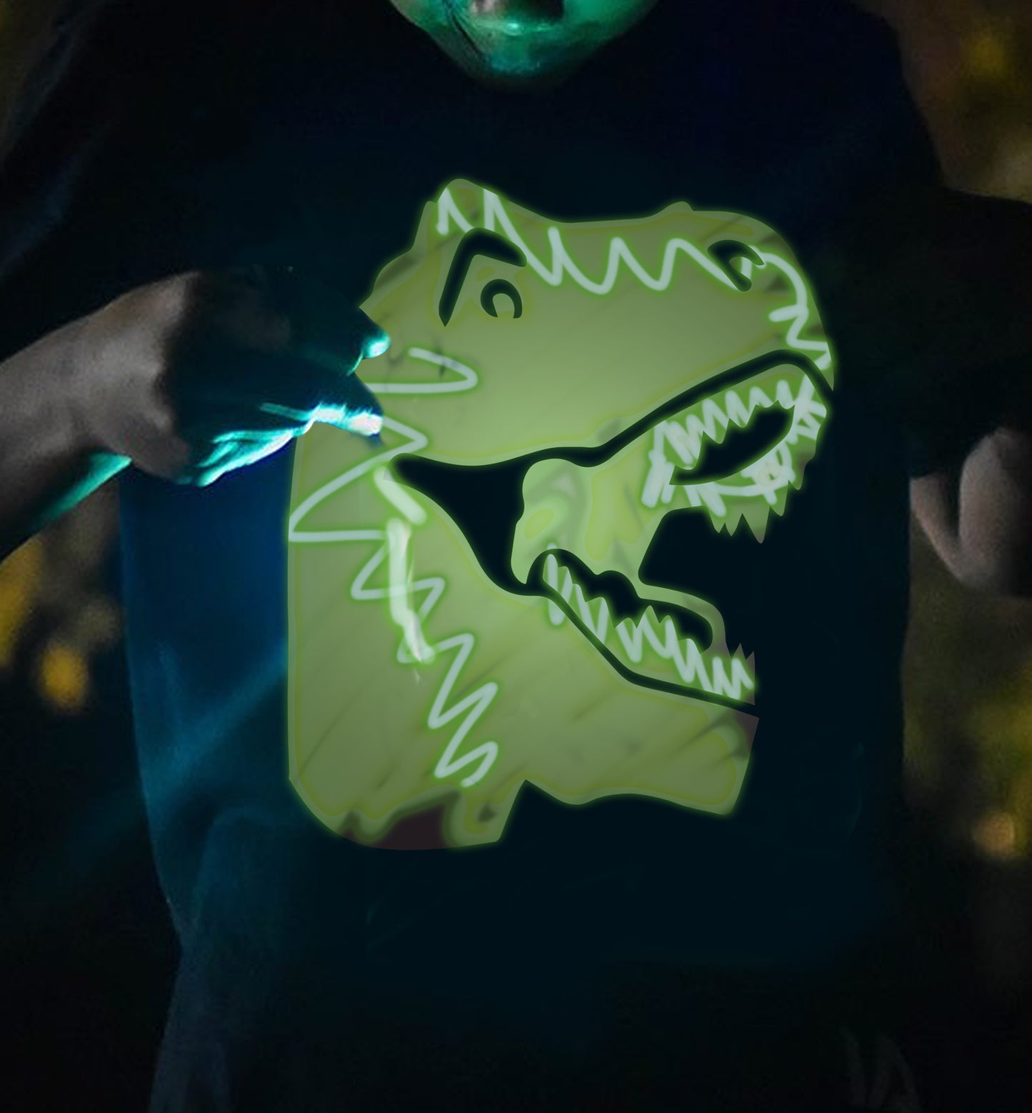 Splat Planet šviečiantys tamsoje marškinėliai, Dinozauras