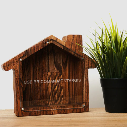 Didelė medinė taupyklė „Namas“ (Galimas graviravimas)