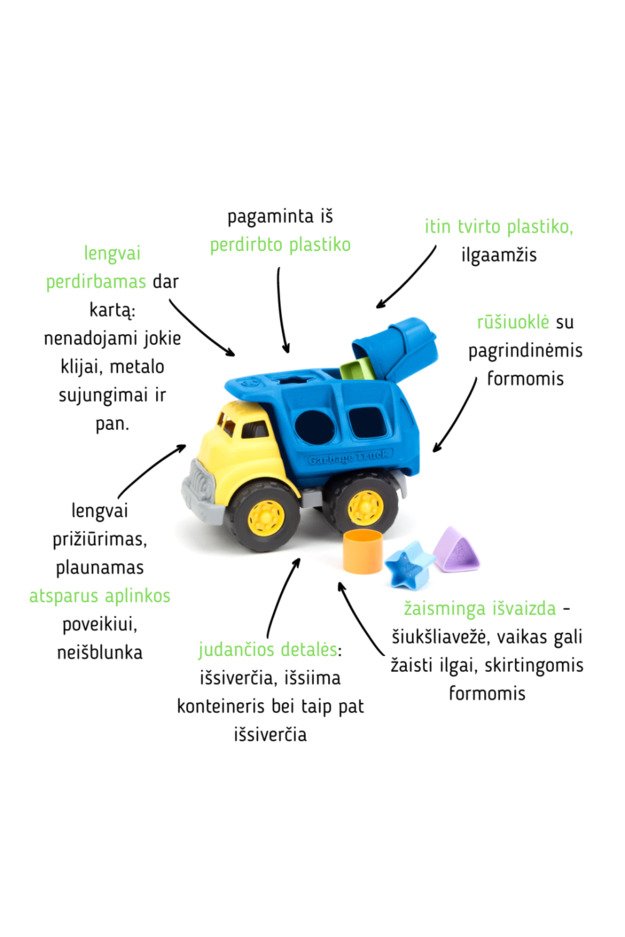 Green Toys formų rūšiuoklė-šiukšliavežis