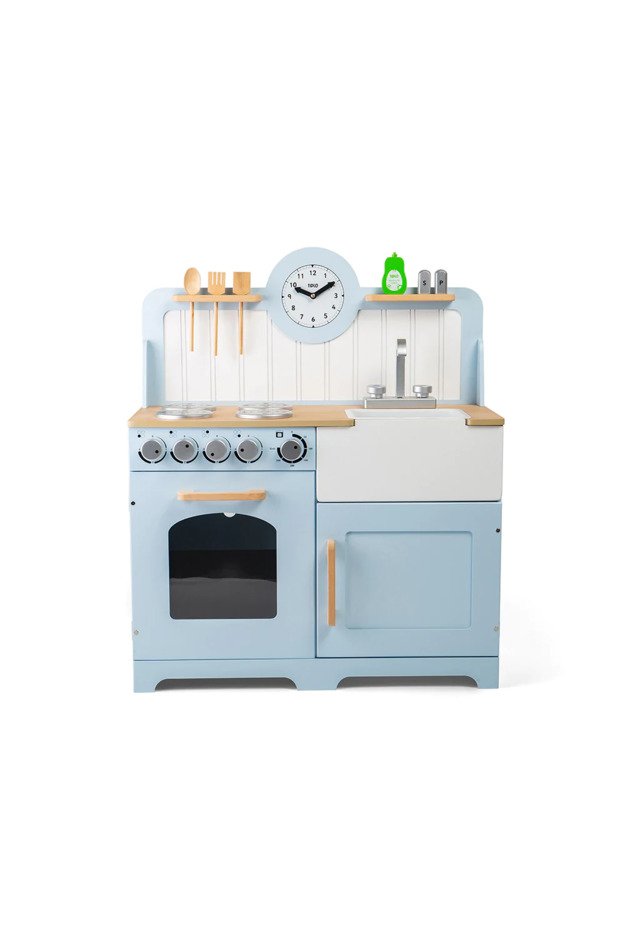 Tidlo didelė medinė žaislinė virtuvėlė (mėlyna)